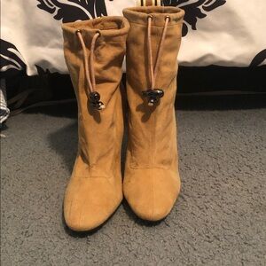 Steven Tan Suede Boots with Toggle Drawcord